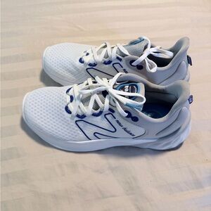 New Balance White and Blue Athletic Sneakers